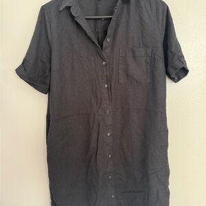Old Navy Linen Black Button Down Dress
